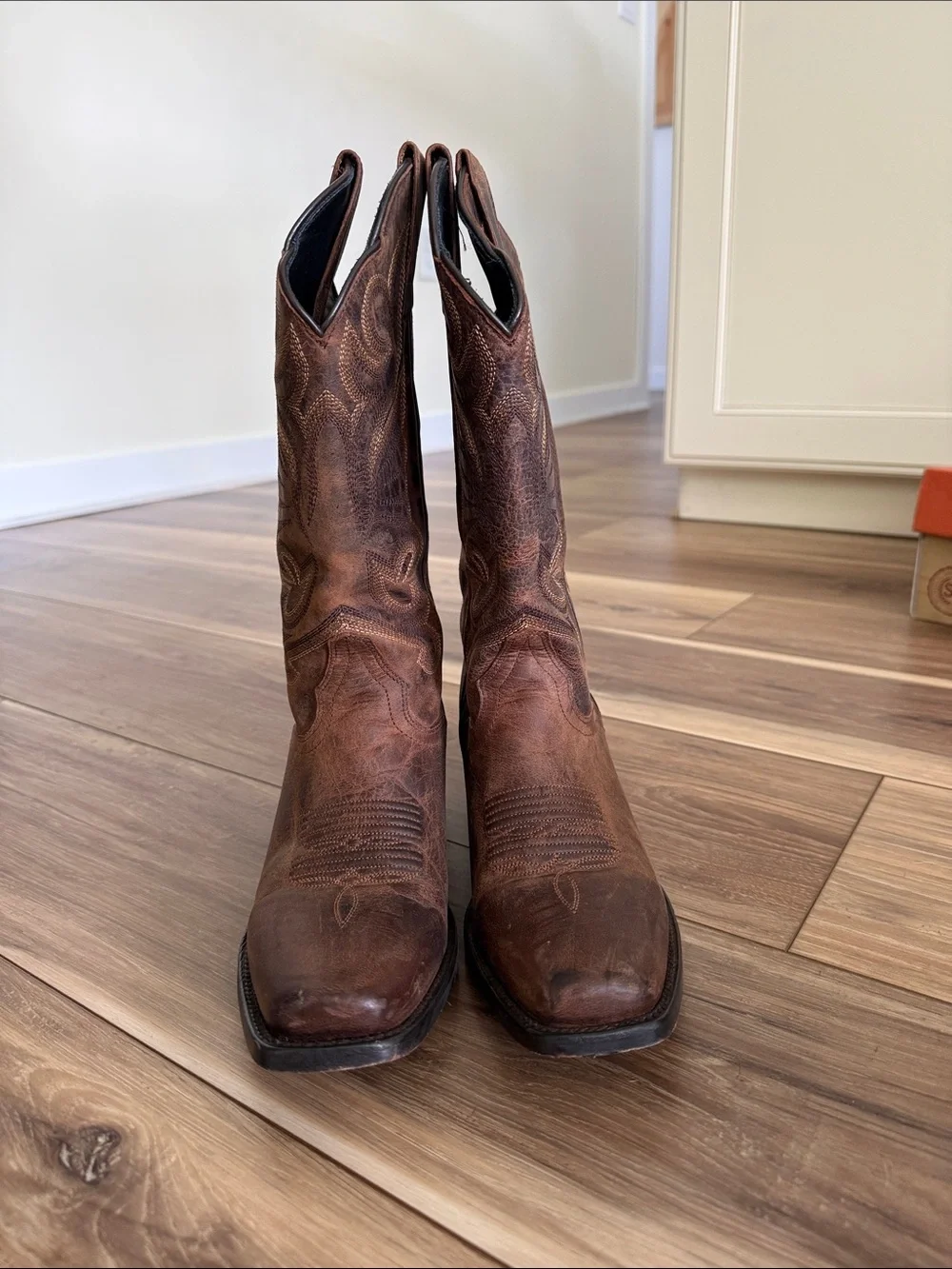 J.B. Dillon Brown Leather Western Cowboy Boots - Picture 3 of 6